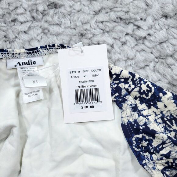 Andie Swim x Faherty Bikini Bottom Size XL Blue Cream Swimsuit Island Batik - Picture 7 of 8